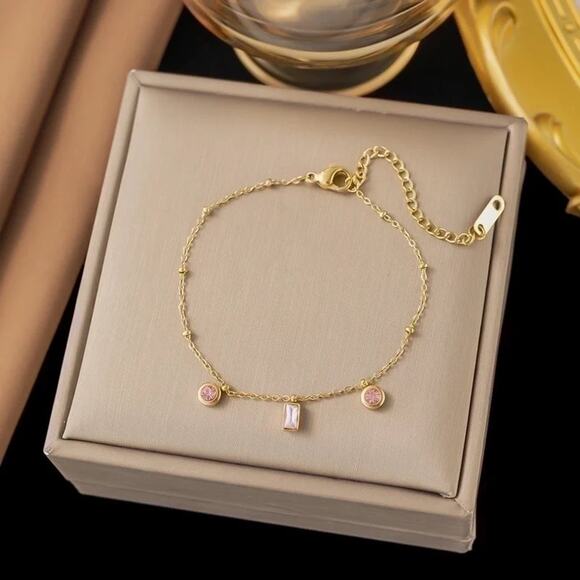 Pink Diamond Chain Bracelet - Waterproof - Picture 1 of 1
